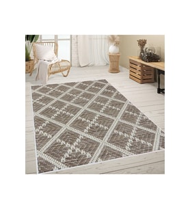 Rovigo Home Dijital Baskı Yıkanabilir Kaymaz Taban Salon Halısı RVG0631 (Kahverengi)