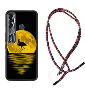 Tecno Spark 6 6 Go 8C 8 Pro 7 7 Pro Kılıf Boyun Asklı Rasta Silikon Ay ve Flamingo 1775