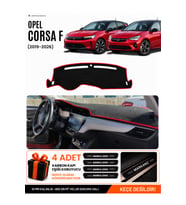 e-biz OPEL CORSA F (2019-2026) Uyumlu Torpido Örtüsü, Torpido Kılıfı - Siyah-Kırmızı - OP020