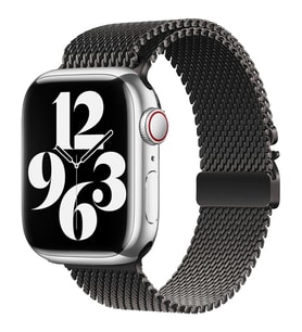 Apple Watch 44mm Kordon Titanyum Kelebek Klipsli Milano Loop 121 (Siyah)