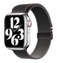 Apple Watch 44mm Kordon Titanyum Kelebek Klipsli Milano Loop 121 (Siyah)