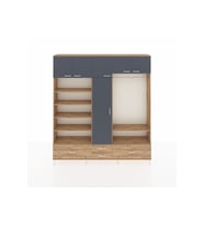 Arges Dolap 18 Raflı 4 Çekmeceli Tek Askılı 220x30x243 Çam-Antrasit/Çam