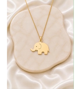 Kişiye Özel 925 Ayar Gümüş Minimalist Fil Figürlü Kolye (Gold)