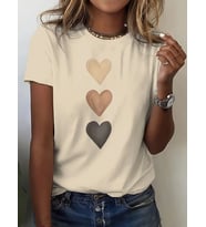 Unisex Üç Kalpli Tasarım Basklı Tshirt (Bej)