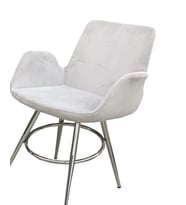 Sandalye14179 MAKİ Kollu Beya Dökme Sünger Metal Nikelaj Babyfac kumaş El yapım (Beyaz)