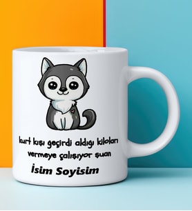 Komik - Esprili Kupa Bardak KİLO VERMEYE ÇALIŞIYOR Tasarımlı Komik Kupa Bardak