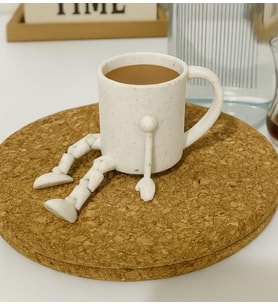 3D Kahve Fincanı Figürü (Beyaz-Kahve)
