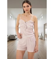Kadın Fitilli Örme Pijama Takımı İnce Askılı Rahat Kalıp Yazlık Dayanıklı Malzeme (Çok Renkli)