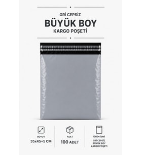 Gri Cepsiz Büyük Boy Kargo Poşeti 35x45+5 Cm 100 Adet