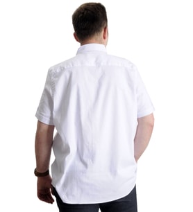 Mode XL Erkek Büyük Beden Gabardin Gömlek HUSTLE 23306 Beyaz