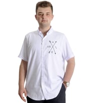 Mode XL Erkek Büyük Beden Gabardin Gömlek HUSTLE 23306 Beyaz