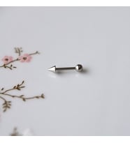 Cerrahi Çelik Sivri Uçlu Tragus Piercing Helix Kıkırdak 8 mm Gümüş Renk Arkası Toplu (Çok Renkli)