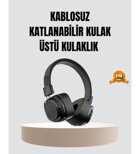 Bluetooth Kablosuz Kulak Üstü Kulaklık Katlanabilir Konforlu ve Şık Tasarımlı