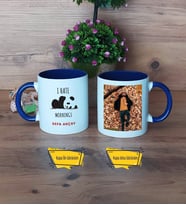 Sevimli Panda Kupa Bardak Lacivert Fotoğraflı