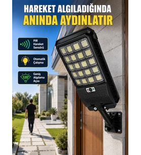 Solar Led Bahçe Lambası Hareket Sensörlü Uzaktan Kumandalı Dış Mekan Aydınlatma