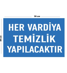 Metal Her Vardiya Temizlik Yapılacaktır 20cm x 30cm A4 Büyüklüğünde Uyarı Levhası Yönlendirme Tabela