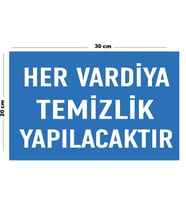 Metal Her Vardiya Temizlik Yapılacaktır 20cm x 30cm A4 Büyüklüğünde Uyarı Levhası Yönlendirme Tabela