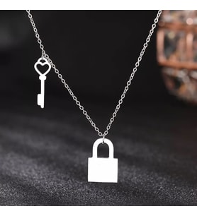 925 Ayar Gümüş  Anahtar ve Kilit Kolye