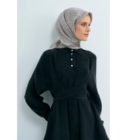 Armine Saf İpek Sura Eşarp-2026 İlkbahar-Yaz- 952200D (Siyah-Açık Vizon)