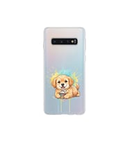 Samsung Galaxy S10 ile Uyumlu Splash Köpek Tasarımlı Şeffaf Silikon Kılıf