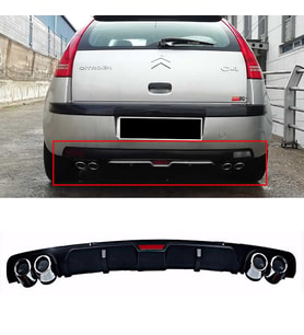 Citroen C4 Siyah Difüzör 4 Krom Egzoz Görünümlü Difizör Arka Ek Body Kit 2004 - 2010