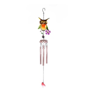 Baykuş Metal Rüzgar Çanı, Renkli, 74x14