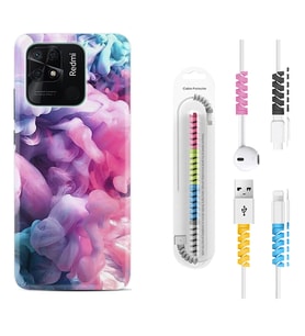 Xiaomi Poco X3 Pro M4 Pro X4 Pro C40 10C Kılıf Kablo Koruma Spiral Silikon Pink Cloud 1305