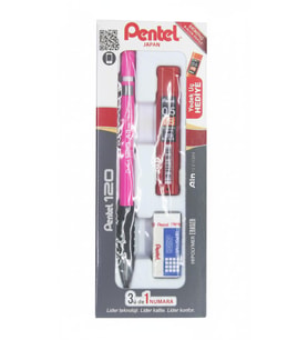 Lexroo A315-3As 120A3 (0.5mm) 3'Lü Okul Seti - (Kalem+Silgi+Hediye Min, Pembe