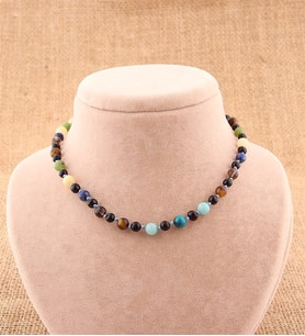 Doğal Taş Bebek Kolye-Dumanlı Kuvars,Kalsit,Krizokol,Yeşim,Lapis,Kaplan Gözü,Amazonit M094