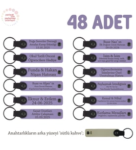 Markaya Özel, Cafe Açılış Kutlaması İçin Kurumsal, 48' li Anahtarlık Set, Mor Menekşe & Sütlü Kahve (Lila - Mor)