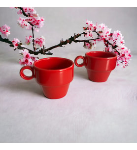 WPAWZ Espresso Seramik 2'li Kahve Fincanı Seti Kırmızı (105 cc)