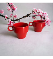 WPAWZ Espresso Seramik 2'li Kahve Fincanı Seti Kırmızı (105 cc)