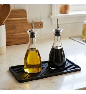 Siyah Silikon Yağdanlık Altlığı – Kaydırmaz Mutfak Organizer 23x10 cm