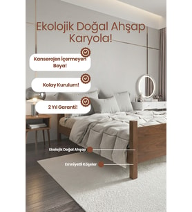 Melodi̇ Model Masif Ahşap Karyola Kolay Kurulum Fırınlanmış İthal Sibirya Çamı 180x200 Yatak Uyumlu