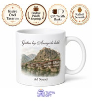 Amasya Memleket Temalı Kişiye Özel Baskılı Kupa Bardak Hediye