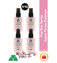Japon Kiraz Çiçeği Kolonyası 4’lü Sprey Set  Çiçeksi ve Kalıcı Koku - 4x50 ml (Pembe)