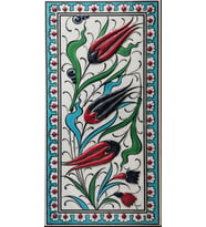 Armada Çini 10x20 Cm ED 215 Turkuaz Üç lale El dekoru Çini Karo