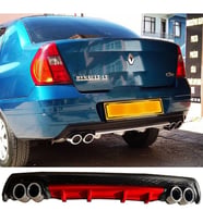 Renault Clio 2 Sedan Kırmızı Difüzör Çiftli Yuvarlak Egzoz Görünümlü D Tip Difizör