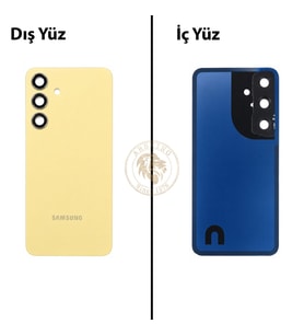 Samsung Galaxy S24 Sarı Renk Lensli Arka Kapak Arka Cam Batarya Kapağı Pil Kapağı Lazer Kesim Back Cover Galaxy S24 Uyumlu