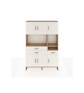 Arges Gardrop 9 Raflı 3 Çekmeceli 6 Kapaklı 132x30x195 Çam-Aytaşı