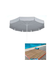 Zey Camping 200 cm Plaj Balkon Bahçe Teras Deniz Şemşiyesi + Taşıma Çantası + 2x1.5 Metre Hasır (Düz Gri)