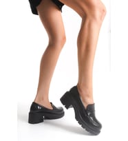 K-706 Bej Kırışık Rugan Yüksek Tabanlı Loafer Ayakkabı (Bordo)