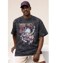 One Piece Monkey D. Luffy Gear 5 Anime Baskılı Unisex Oversize Vintage Yıkamalı Tişört
