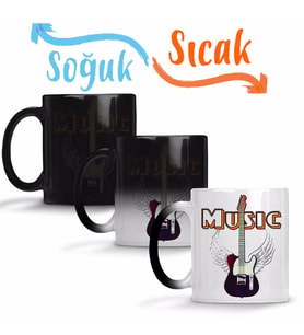 Guitar Music Gitar Müzik Sihirli Kupa Bardak Porselen