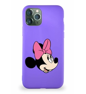 Apple iPhone 11 Pro Soft Premier Kapak Minnie Mouse-A Tasarımlı Silikon Kılıf - Mor (Şeffaf)