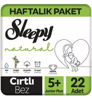 Sleepy Natural 5+ Numara Bebek Bezi 22'li