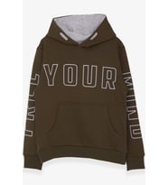 Breeze Erkek Çocuk Yazı Baskılı Sweatshirt 9-16 Yaş, Haki Yeşil
