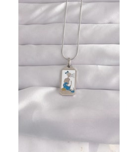 316L Çelik Gümüş Renk Beyaz Mineli Kız Figür Tarot Kolye - TJ-BKO9049