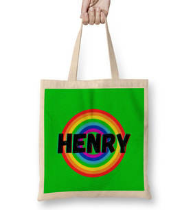 Henry Name Custom design - Vintage Retro Rainbow Style Gift Baby-Gift For Him Bez Çanta Uzun Saplı