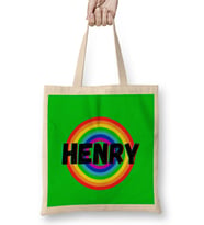 Henry Name Custom design - Vintage Retro Rainbow Style Gift Baby-Gift For Him Bez Çanta Uzun Saplı